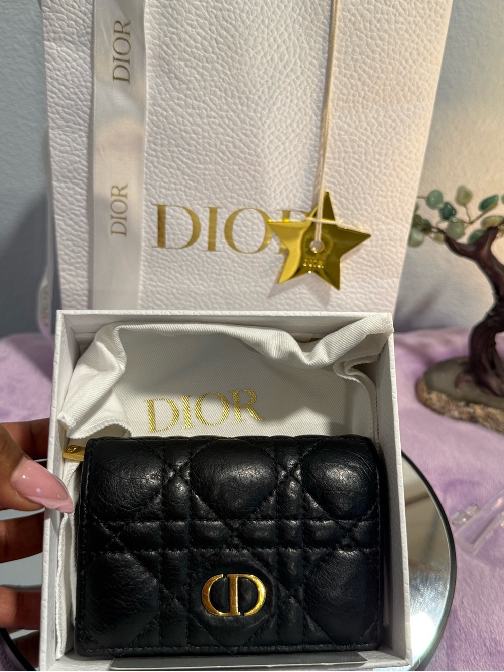 Christian Dior Caro Compact Bifold Wallet Black Cannage Calfskin Box & Dust Bag - Picture 11 of 12
